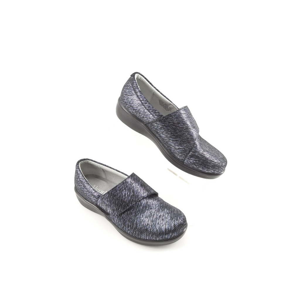Alegria Lauryn Shiny Blue Print Nursing Shoes Clogs Women's Size:‎ 39 EU 8.5 US